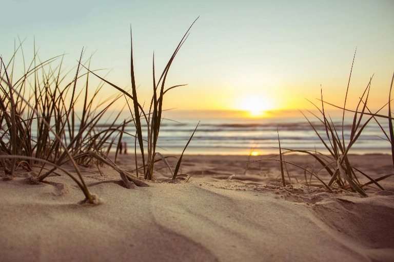 Sunset by the beach.